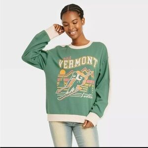 Isaac Morris Limited Sweatshirt Womens Size XS Green Ski Vermont Graphic(j10